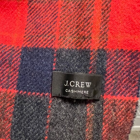 J.Crew 100% Cashmere Scarf – Red/Black Plaid - Like New - Picture 2 of 2